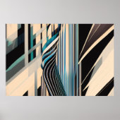 Poster Dynamiques Abstraites Bleu et Crème Modernes (Devant)