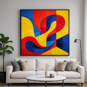 Poster Dynamisme - Style Abstrait Art de Couleurs Primair