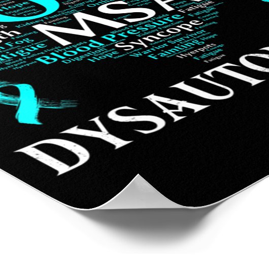 Poster Dysautonomia Sensibilisation au ruban Turquoise T- (Coin)