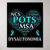 Poster Dysautonomia Sensibilisation au ruban Turquoise T- (Devant)