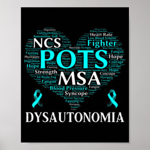 Poster Dysautonomia Sensibilisation au ruban Turquoise T-