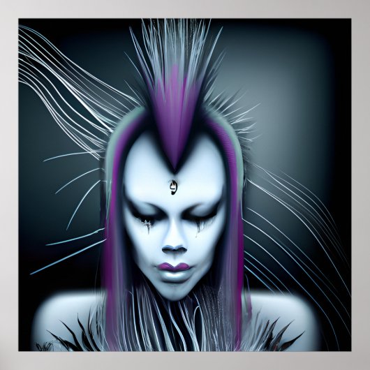 Poster Dystopian Alien Humain Hybrid Etheral Ai Art (Devant)