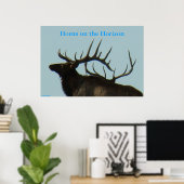 Poster E11 Tir à la tête en silhouette d'Elk Bull (Bureau à domicile)