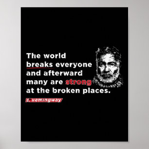 Poster E. Citation Hemmingway_ Le Monde brise tout le mon