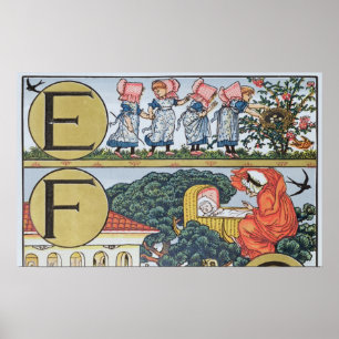 Poster E-F, d'un alphabet basé sur des comptines