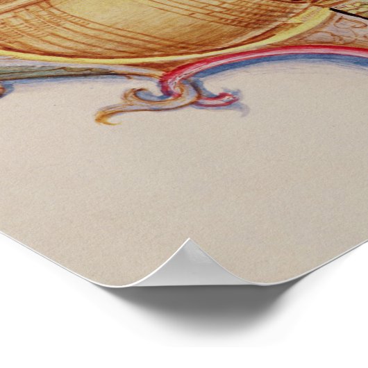 Poster 'E' initial historique représentant la cueillette  (Coin)