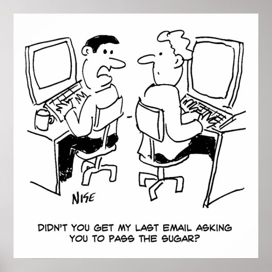 Poster E-mails d'un opérateur informatique demandant du s (Devant)