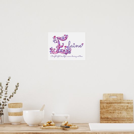 Poster E monogramme art Elaine (Cuisine)