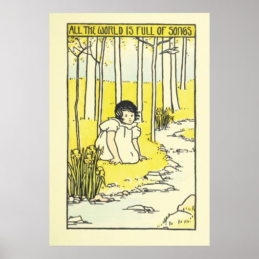 Poster E. Richardson vintage Illustration fille mignonne (Devant)
