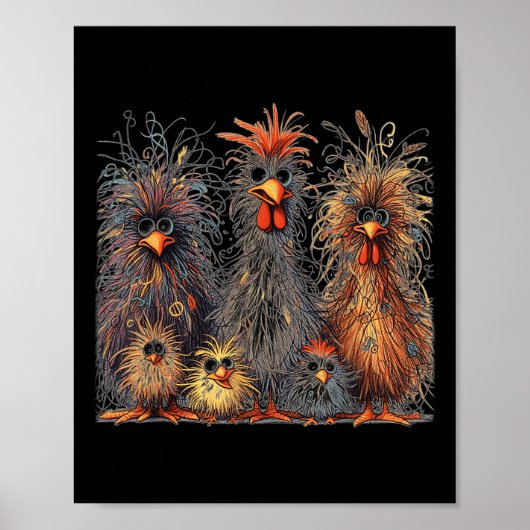 Poster Eagerlys Coloré Funny Chicken Art (Devant)