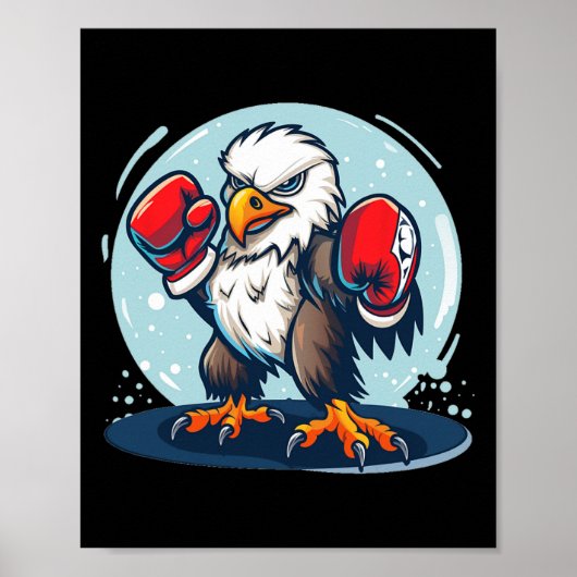 Poster Eagle combat avec des gants de boxe pour un Cool (Devant)