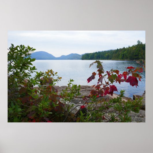 Poster Eagle Lake et feuilles d'érable rouges I (Devant)