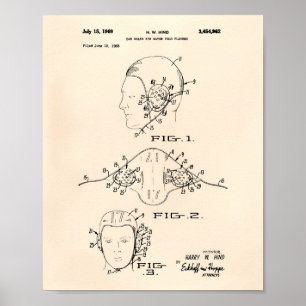 Poster Ear Guard Water Polo 1969 Brevet Art Old Peper