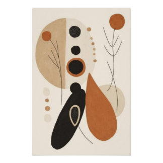 Poster Earth Balance I | Géo botanique abstrait moderne