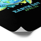 Poster Earth day watercolor sea turtle globe shell save (Coin)