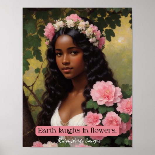 Poster Earth Rire En Fleurs Emerson Citation Floral Art (Devant)