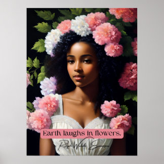 Poster Earth Rire En Fleurs Ralph Waldo Emerson Citation