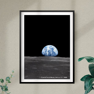 Poster Earth Rising Over Moon, Apollo 11, 1969