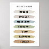 Poster Earth Tones Days of the Week Chart (Devant)