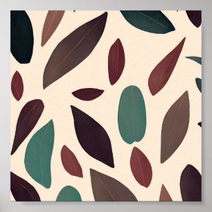 Poster Earth tones leaves minimalist art 