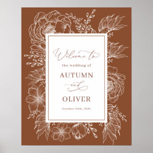 Poster Earthy Boho Botanique Terracotta Mariage Bienvenue