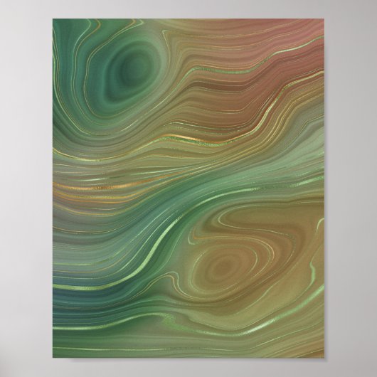 Poster Earthy Strata | Emerald Green Brown Gold Agate (Devant)