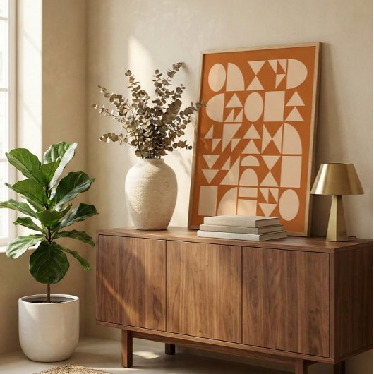 Poster Earthy Terracotta Modern Geometric Shapes Art