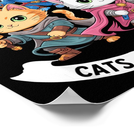 Poster Easily Distracted By Cats &amp; Side Quests Funny  (Coin)