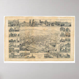 Poster East Los Angeles, CA. Carte panoramique 1888 (0900