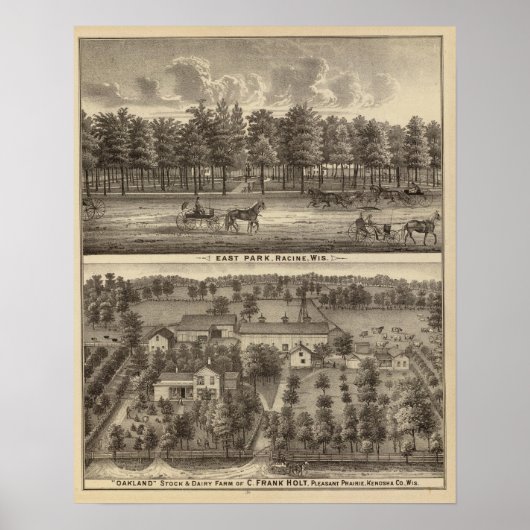 Poster East Park, Racine et Oakland Farm (Devant)