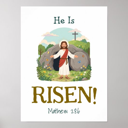 Poster Easter Bible Verse Kids Christian Scripture (Devant)