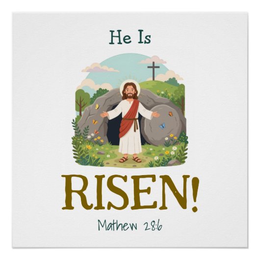 Poster Easter Bible Verse Kids Christian Scripture (Devant)