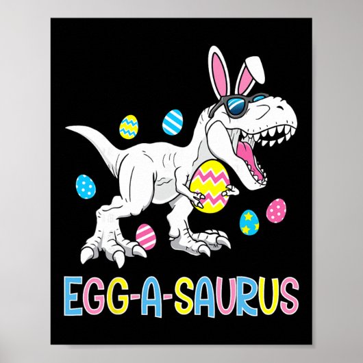 Poster Easter Bunny Dinosaur Egg A Saurus Trex Kids Boys  (Devant)