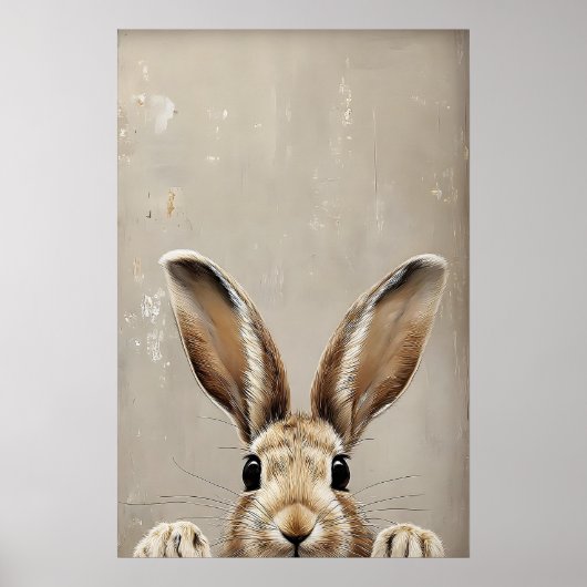 Poster Easter Bunny Ears Print, Vintage Rustic Rabbit (Devant)