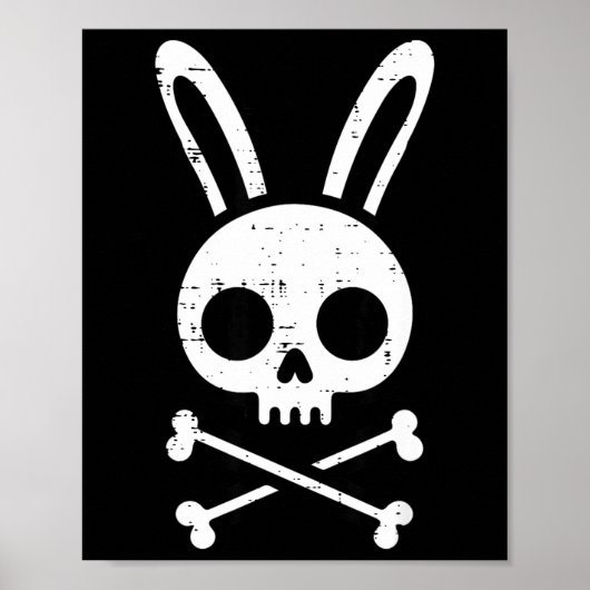 Poster Easter Bunny Skull Cross Bones Rabbit Goth Men Boy (Devant)