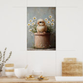 Poster Easter Chicken Flower Pot Print, Rustic (Cuisine)