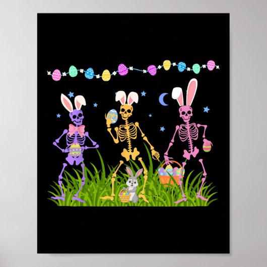 Poster Easter Drôle Skeletos Dansant Bunny Femmes Hommes (Devant)