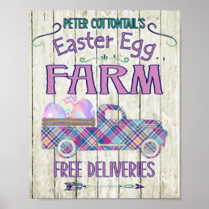 Poster Easter Egg Farm Antique Truck Plaid Sign