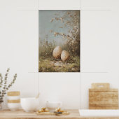 Poster Easter Eggs Wildflowers Print, Antique Spring (Cuisine)