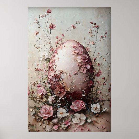 Poster Easter Flower Egg Print, Spring Vintage Egg (Devant)