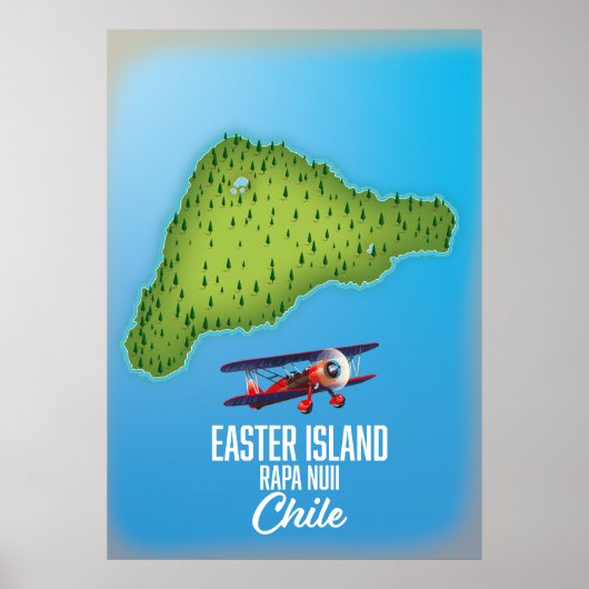 Poster Easter Island Rapa Nuii map (Devant)