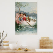 Poster Easter Oeuf Bunny Bateau Jeune couple Paysage (Cuisine)