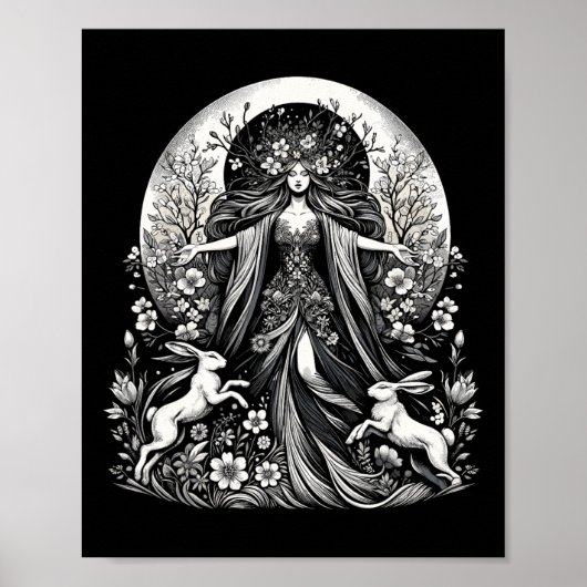 Poster Easter Ostara Eostre Pagan Witchcraft Spring Moon  (Devant)