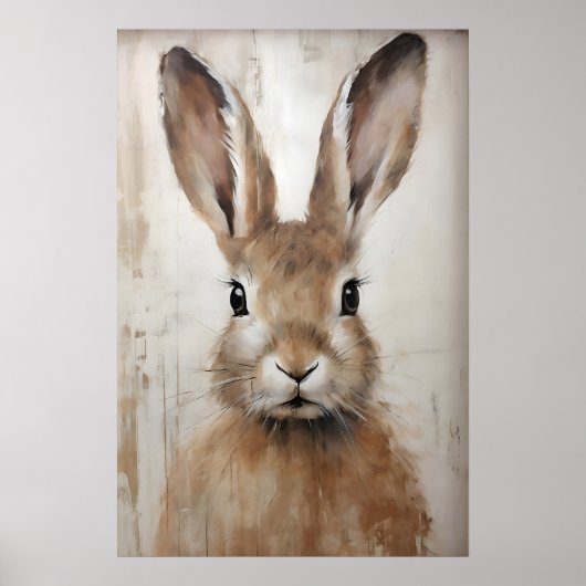Poster Easter Rabbit Bunny Portrait Print, Rustic (Devant)