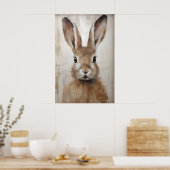 Poster Easter Rabbit Bunny Portrait Print, Rustic (Cuisine)