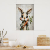 Poster Easter Rabbit Carrot Print, Spring Bunny (Cuisine)