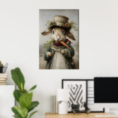 Poster Easter Rabbit Carrot Print, Spring Bunny (Bureau à domicile)