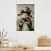 Poster Easter Rabbit Carrot Print, Spring Bunny (Cuisine)