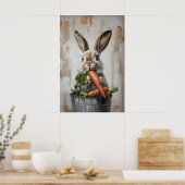Poster Easter Rabbit In Bucket Of Carrots Print, Spring (Cuisine)