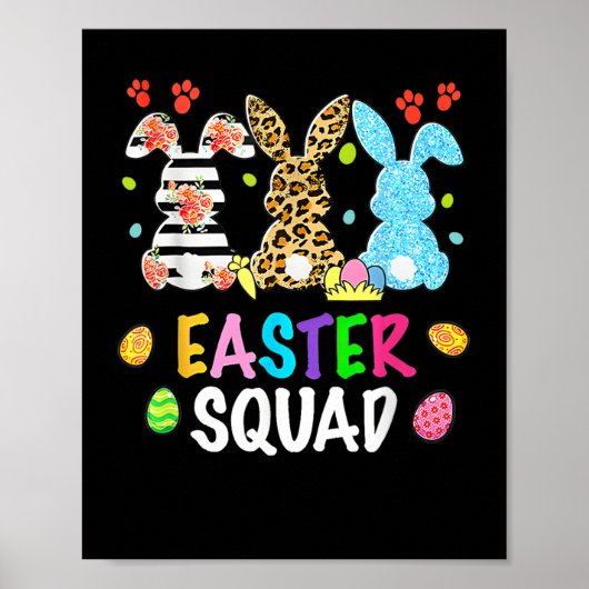 Poster Easter Squad Leopard Joyeux lapin lapin de Pâques (Devant)